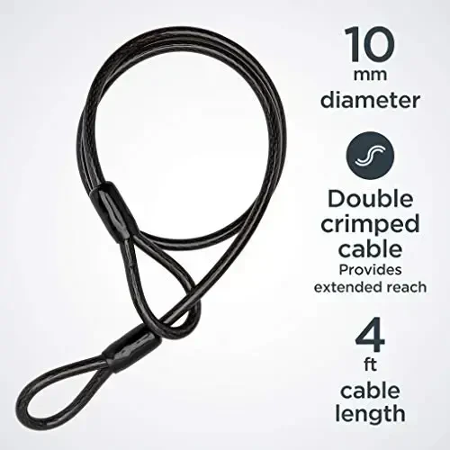 Schwinn Bike Max U-qulf, ikki marta bukilgan simli, 2 ta kalit bilan, 4 fut x 10 mm o'g'irlikka qarshi velosiped qulf, xavfsizlik darajasi 5 - 2