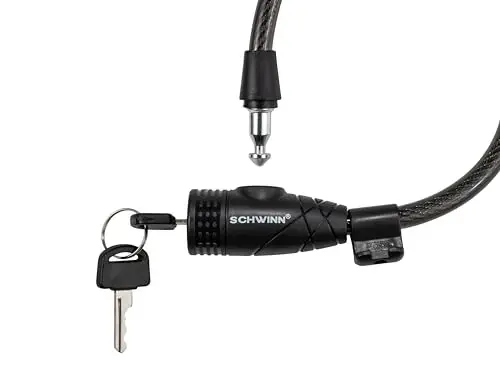 Schwinn Bike Cable Lock with Keys, 6 ft x 10 mm, Black, Braided Steel, Durable Vinyl Cover, Carrying Bracket for Storage and Transport, Anti Theft Protection, Bike Lock Cable for Security - 4