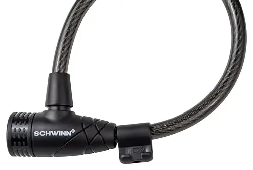 Schwinn Bike Cable Lock with Keys, 6 ft x 10 mm, Black, Braided Steel, Durable Vinyl Cover, Carrying Bracket for Storage and Transport, Anti Theft Protection, Bike Lock Cable for Security - 5