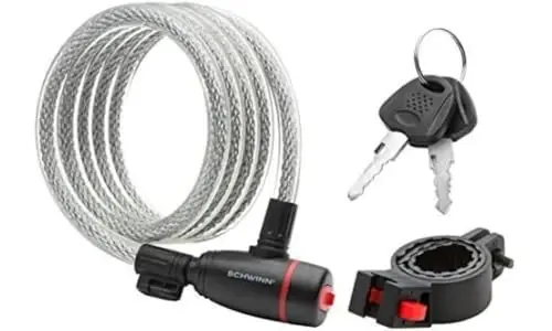 Schwinn Bike Lock with Keys, 3, 4, 5 or 6 ft x 8, 10, 12 or 15 mm, Black, Cable or Chain, Anti Theft Protection, Bike Lock Cable for Security - MODAZONE