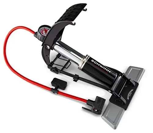 Schwinn High Pressure Foot Pump, Air Base & Air Base Plus, Air-Zoned Pressure Gauge, Fits Both Schrader & Presta, Max 120 PSI - 6