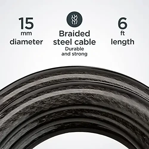 Schwinn kalitli velosiped qulfi, kalitlari bilan, 3, 4, 5 yoki 6 fut x 8, 10, 12 yoki 15 mm, qora, simli yoki zanjirli, o'g'irlikka qarshi himoya, xavfsizlik uchun velosiped qulfi simi - 4