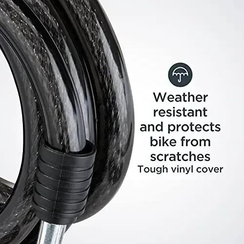 Schwinn kalitli velosiped qulfi, kalitlari bilan, 3, 4, 5 yoki 6 fut x 8, 10, 12 yoki 15 mm, qora, simli yoki zanjirli, o'g'irlikka qarshi himoya, xavfsizlik uchun velosiped qulfi simi - 5