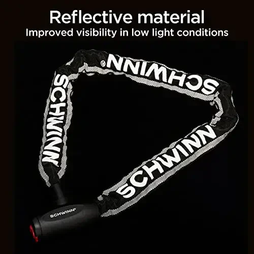 Schwinn Reflective Chain Key Lock for Bike, 3 feet x 8mm Anti Theft Bicycle Lock, Security Level 4 - 4