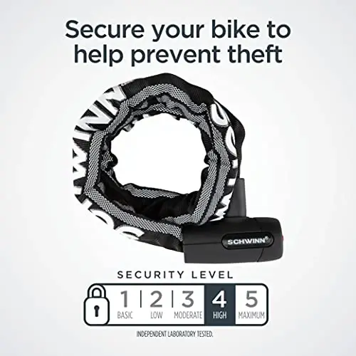 Schwinn Reflective Chain Key Lock for Bike, 3 feet x 8mm Anti Theft Bicycle Lock, Security Level 4 | (Pack of 3) - SCHWINN (1)