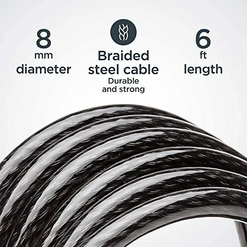 Schwinn Velosiped Kalit Kulobi, To'qilgan Po'lat Kabelli, 2 ta Kalit Kirgan, 6 fut x 8 mm O'g'irlikka Qarshi Velosiped Kulobi, Xavfsizlik Darajasi 1 - 3