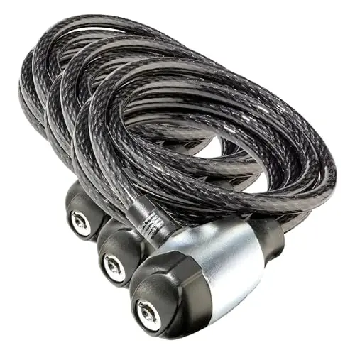 Schwinn velosiped qulfi kalitlari bilan, 3, 4, 5 yoki 6 fut x 8, 10, 12 yoki 15 mm, qora, simli yoki zanjirli, o'g'irlikka qarshi himoya, xavfsizlik uchun velosiped qulfi kabeli - 1