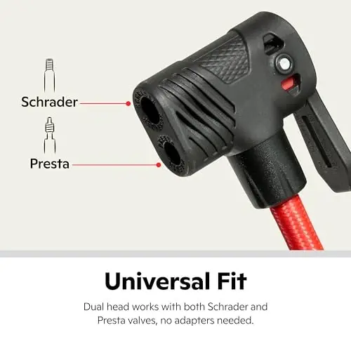 Schwinn yuqori bosimli oyoq pompasi, Air Base & Air Base Plus, havo zonalli bosim o'lchagich, Schrader va Presta ikkalasiga ham mos keladi, maksimal 120 PSI - 4