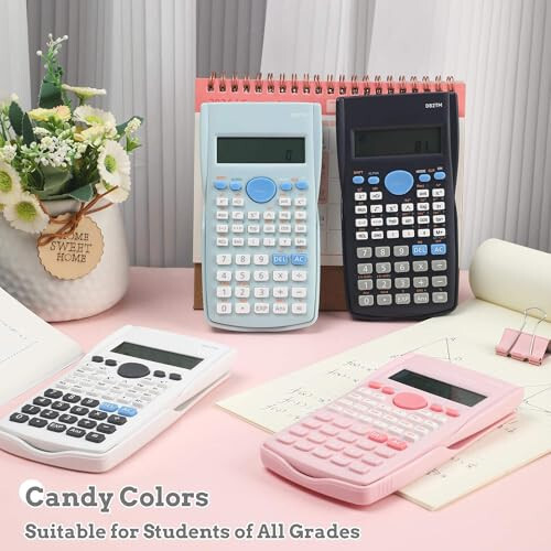 Scientific Calculator, 2 Line Cute Scientific Math Calculator Function Calculator for Students Algebra Geometry Basic Caculator for Middle and High School Student College School Supplies (Pink) - 3
