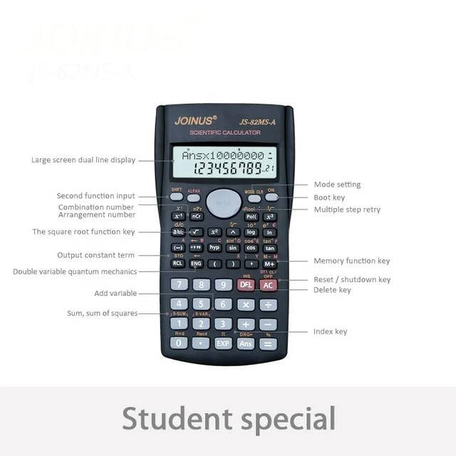 Scientific Calculator 240 Calculations Functions 10+2 Digits Model: JS-82MS-A - 2