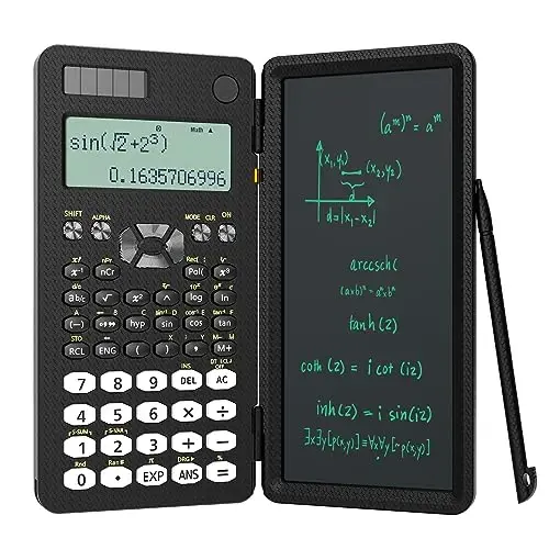 Scientific Calculator for Students, 82MS Foldable Science Calculator with Notepad Solar Energy Science Calculators for Middle and High School Supplies (82MS Black) 