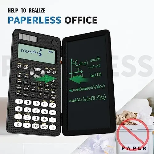 Scientific Calculator for Students, 82MS Foldable Science Calculator with Notepad Solar Energy Science Calculators for Middle and High School Supplies (82MS Black) - 4