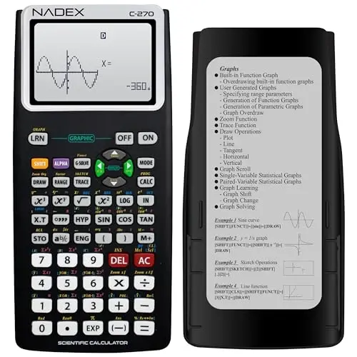 Scientific Calculator with Graph Functions for College and High School Students, Engineering, Advanced Mathematics, Calculus, Algebra, Geometery, Trigonometry, Statistics, Physics, Chemistry - Black - 8