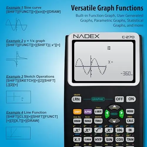 Scientific Calculator with Graph Functions for College and High School Students, Engineering, Advanced Mathematics, Calculus, Algebra, Geometery, Trigonometry, Statistics, Physics, Chemistry - Black - 4