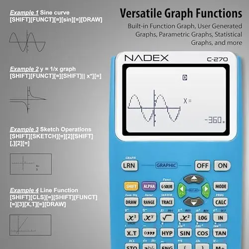 Scientific Calculator with Graph Functions for College and High School Students, Engineering, Advanced Mathematics, Calculus, Algebra, Geometery, Trigonometry, Statistics, Physics, Chemistry, Blue - 3