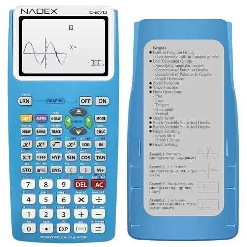 Scientific Calculator with Graph Functions for College and High School Students, Engineering, Advanced Mathematics, Calculus, Algebra, Geometery, Trigonometry, Statistics, Physics, Chemistry, Blue - Nadex