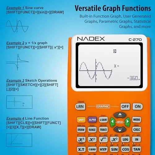 Scientific Calculator with Graph Functions for College and High School Students, Engineering, Advanced Mathematics, Calculus, Algebra, Geometery, Trigonometry, Statistics, Physics, Chemistry, Orange - 3