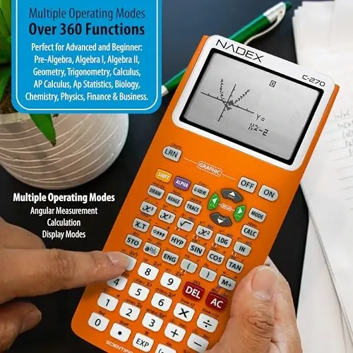 Scientific Calculator with Graph Functions for College and High School Students, Engineering, Advanced Mathematics, Calculus, Algebra, Geometery, Trigonometry, Statistics, Physics, Chemistry, Orange - NADEX (1)