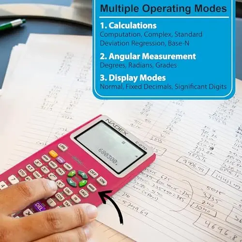 Scientific Calculator with Graph Functions for College and High School Students, Engineering, Advanced Mathematics, Calculus, Algebra, Geometery, Trigonometry, Statistics, Physics, Chemistry - Pink - 11