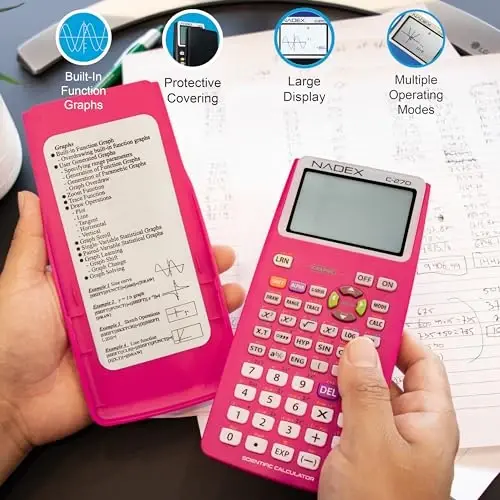 Scientific Calculator with Graph Functions for College and High School Students, Engineering, Advanced Mathematics, Calculus, Algebra, Geometery, Trigonometry, Statistics, Physics, Chemistry - Pink - 12