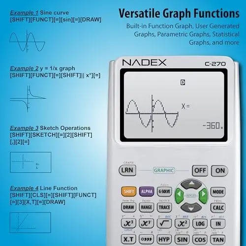Scientific Calculator with Graph Functions for College and High School Students, Engineering, Advanced Mathematics, Calculus, Algebra, Geometery, Trigonometry, Statistics, Physics, Chemistry - Silver - 3