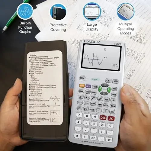 Scientific Calculator with Graph Functions for College and High School Students, Engineering, Advanced Mathematics, Calculus, Algebra, Geometery, Trigonometry, Statistics, Physics, Chemistry - Silver - 5
