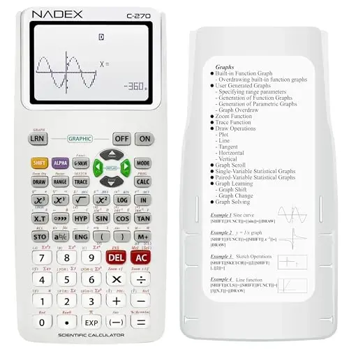 Scientific Calculator with Graph Functions for College and High School Students, Engineering, Advanced Mathematics, Calculus, Algebra, Geometery, Trigonometry, Statistics, Physics, Chemistry, White 
