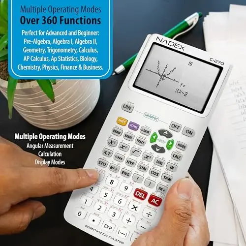 Scientific Calculator with Graph Functions for College and High School Students, Engineering, Advanced Mathematics, Calculus, Algebra, Geometery, Trigonometry, Statistics, Physics, Chemistry, White - NADEX (1)