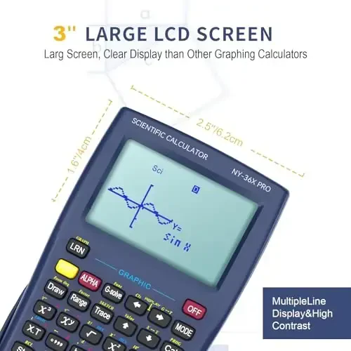 Scientific Calculator with Graphing Function, NEWYES 36X Pro Graphic Science Calculator for Middle and High School Supplies (Blue) - 3