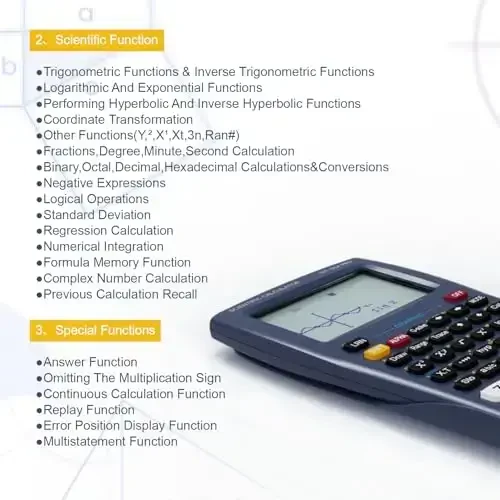 Scientific Calculator with Graphing Function, NEWYES 36X Pro Graphic Science Calculator for Middle and High School Supplies (Blue) - 6