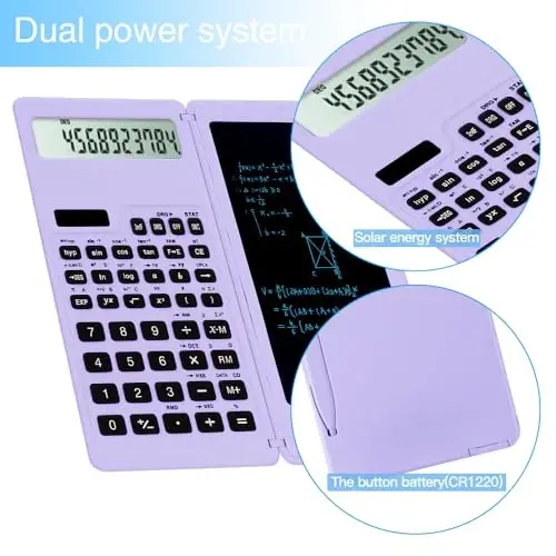 Scientific Calculators for high-School, LveSunny 10 Digits Digital with Erasable Writing Board Math Calculator for Middle School & College (Purple) - 1