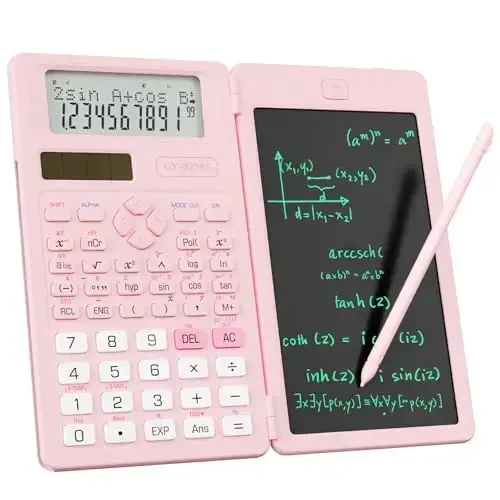 Scientific Calculators for School with Notepad, ROATEE Pink Cute School Supplies for Girls Middle and High School Stuff for Student, 240 Functions 82 MS Foldable 2-Line Display Solar and Battery Power - ROATEE