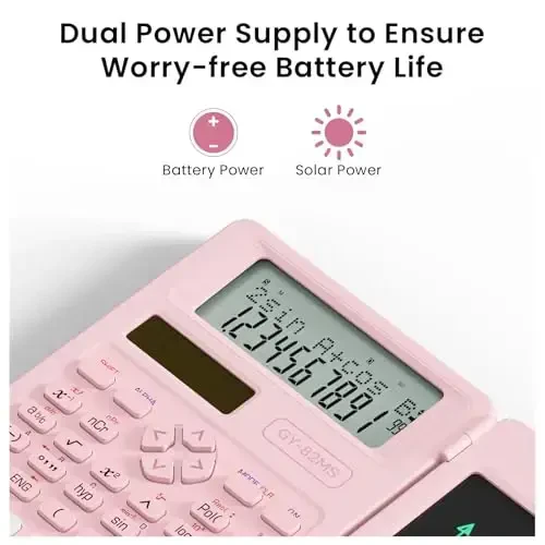 Scientific Calculators for School with Notepad, ROATEE Pink Cute School Supplies for Girls Middle and High School Stuff for Student, 240 Functions 82 MS Foldable 2-Line Display Solar and Battery Power - 4