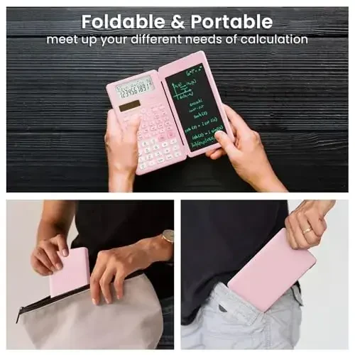 Scientific Calculators for School with Notepad, ROATEE Pink Cute School Supplies for Girls Middle and High School Stuff for Student, 240 Functions 82 MS Foldable 2-Line Display Solar and Battery Power - 6
