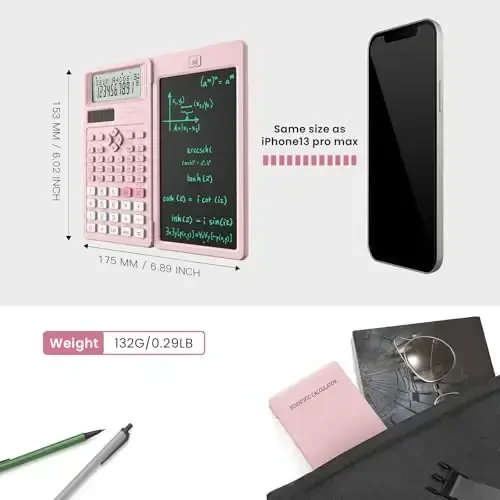 Scientific Calculators for School with Notepad, ROATEE Pink Cute School Supplies for Girls Middle and High School Stuff for Student, 240 Functions 82 MS Foldable 2-Line Display Solar and Battery Power - 7