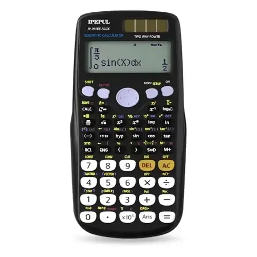 Scientific Calculators, IPepul Math Calculator with 417 Function, Solar Battery Power and 4-Lines Display, School Supplies for Middle High College Students Teachers (Black 991ES) - IPEPUL