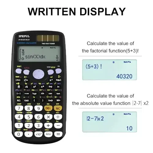 Scientific Calculators, IPepul Math Calculator with 417 Function, Solar Battery Power and 4-Lines Display, School Supplies for Middle High College Students Teachers (Black 991ES) - 4