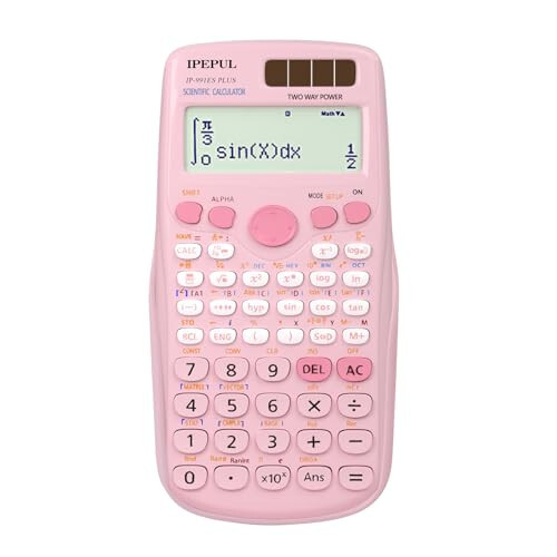 Scientific Calculators, IPepul Pink Math Calculator with 417 Function, Solar Battery Power and 4-Line Display, School Supplies for Middle High College Students Teachers (Pink 991ES Plus) - 1