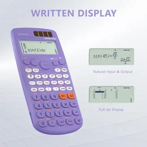 Scientific Calculators, IPepul Purple Math Calculator with 417 Function, Solar Battery Power and 4-Lines Display, School Supplies for Middle High College Students Teachers (Purple 991ES Plus) - 5