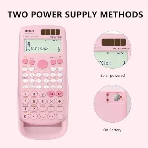 Scientific Calculators, IPEROT Pink Scientific Calculator 417 Function, Desktop Math Solar Calculators School Supplies Suitable for High School and College Students Algebra and Other Math Textbooks - 3