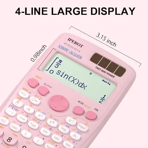 Scientific Calculators, IPEROT Pink Scientific Calculator 417 Function, Desktop Math Solar Calculators School Supplies Suitable for High School and College Students Algebra and Other Math Textbooks - 2