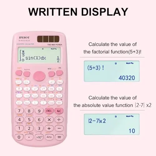 Scientific Calculators, IPEROT Pink Scientific Calculator 417 Function, Desktop Math Solar Calculators School Supplies Suitable for High School and College Students Algebra and Other Math Textbooks - 4