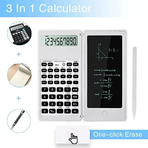 Scientific Calculators, LveSunny Calculator for School, 10-Digit Large Screen Scientific Calculator with Notepad, Math Calculator for Middle High School Supplies & College (White) - 2