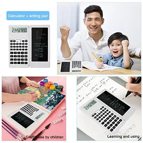 Scientific Calculators, LveSunny Calculator for School, 10-Digit Large Screen Scientific Calculator with Notepad, Math Calculator for Middle High School Supplies & College (White) 