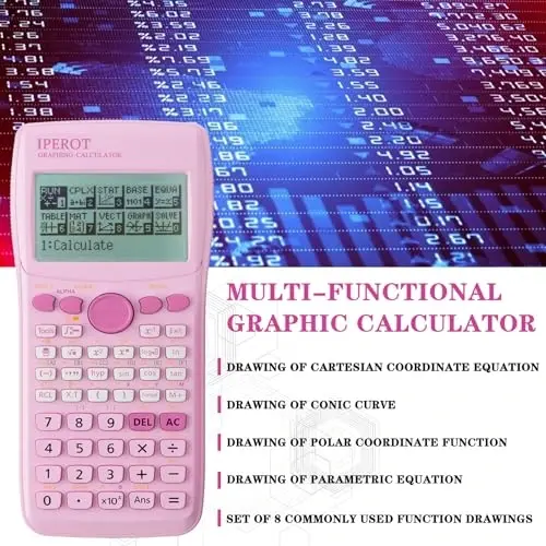 Scientific Calculators with Graphing Calculator, 10 Modes/ 4 Functions | IPEROT Pink Scientific Graphing Calculators , Desktop Math Calculator Ideal for School Supplies, Students, College, Teachers - 4
