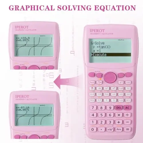 Scientific Calculators with Graphing Calculator, 10 Modes/ 4 Functions | IPEROT Pink Scientific Graphing Calculators , Desktop Math Calculator Ideal for School Supplies, Students, College, Teachers - 5
