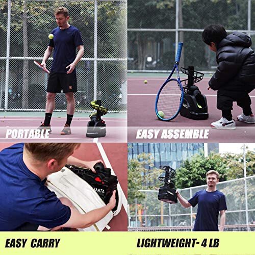 SCIFANTA Portable Tennis Ball Tosser (3.7lb) for Self-Play | Ball Launcher Beginners/Kids/Coaches/Home-Court | Accurate & Efficient Feed Buddy for All-Levels/Ages | AC & Battery Powered - 6