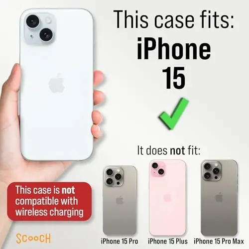 Scooch® iPhone 15 uchun karta ushlagichli g'ilof, 4 tagacha karta uchun yashirin karta uyasi va RFID himoyasi bilan Wingmate hamyon g'ilofi, 10 futdan tushishdan himoya, qora. - 3