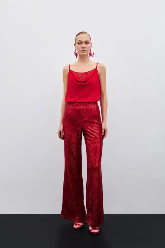 Scoop Neck Blouse - Red-Red - 6