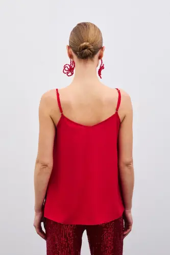 Scoop Neck Blouse - Red-Red - 7